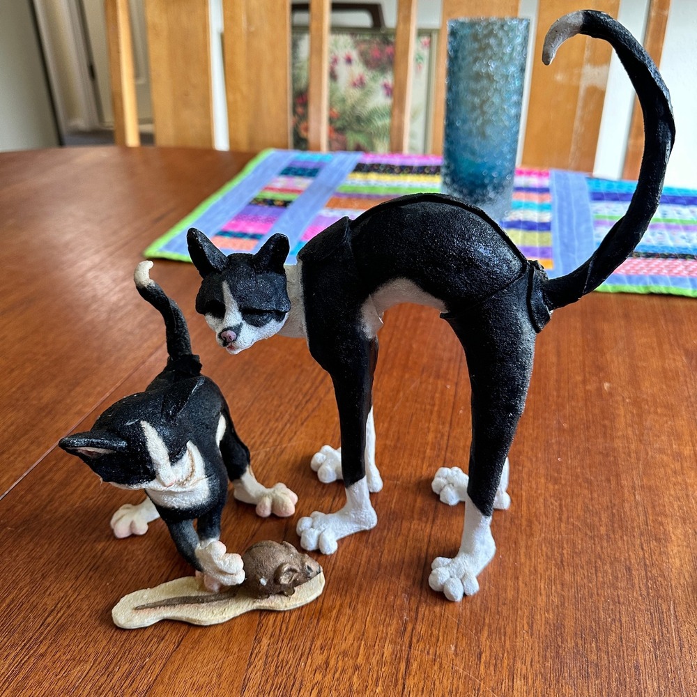 TWO Country Artists A Breed Apart Archie Tuxedo Cat Figurines Set 11" Cat Lovers